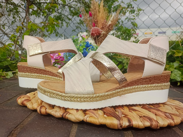 Beach Ready Low Wedge Sandals - Natural