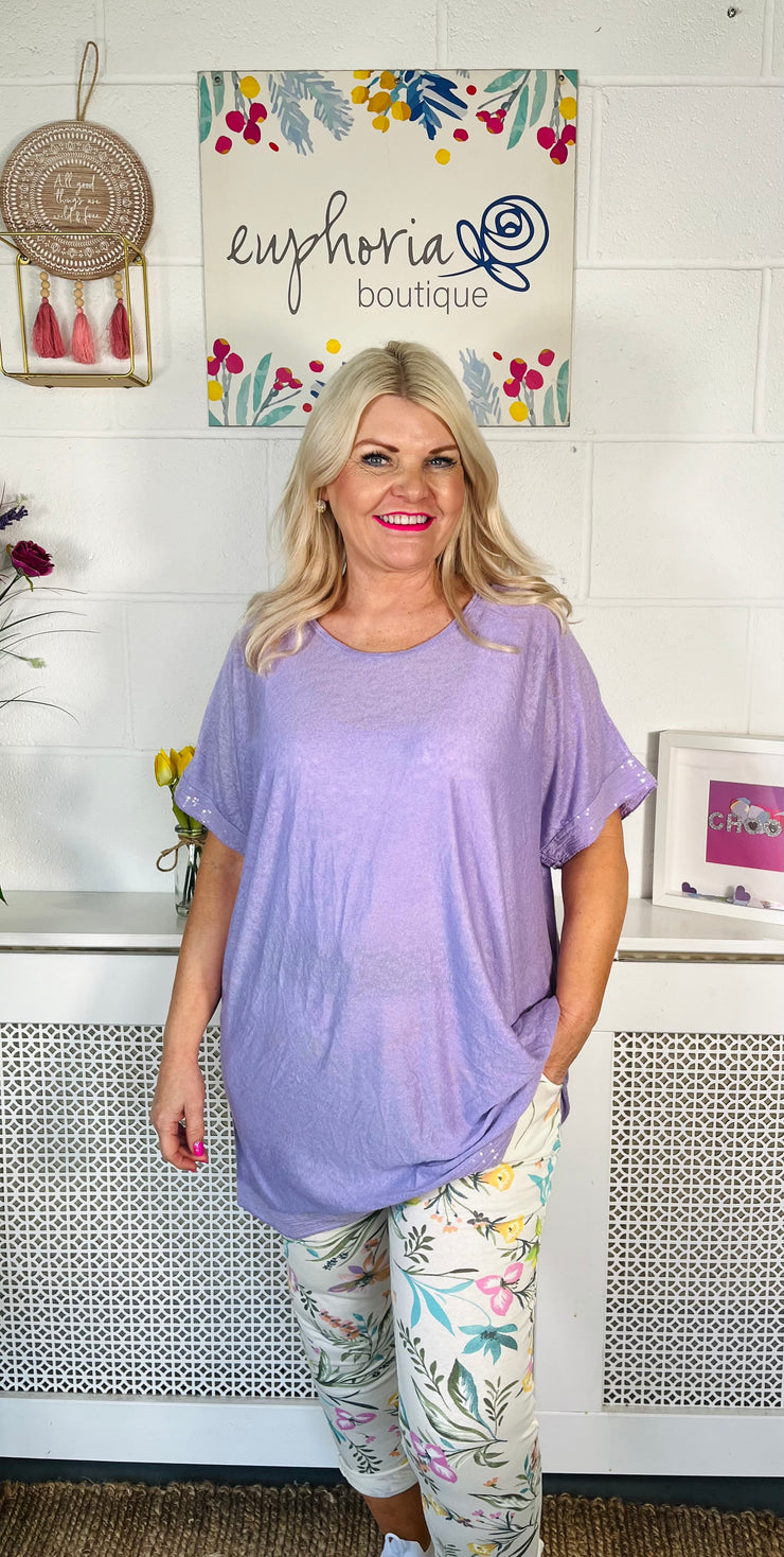 Glitz And Glamour Sequinned Tee - Lilac