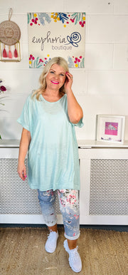 Glitz And Glamour Sequinned Tee - Mint