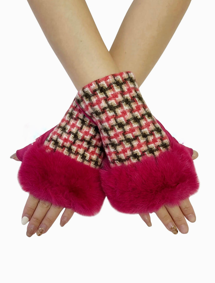Norway faux fur mittens - Pink