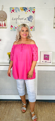 Sugar And Spice Cotton Top - Lipstick Pink