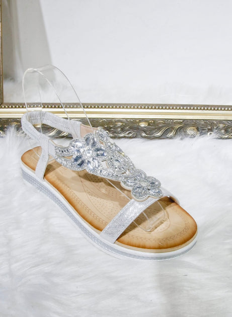 Silver on sale bedazzled sandals