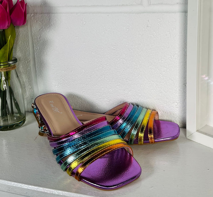 Vibrant Gemstone Slip On Sandals