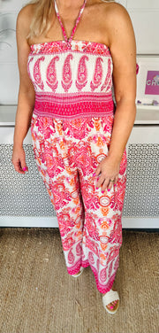 Bridget Paisley Jumpsuit - Hot Pink