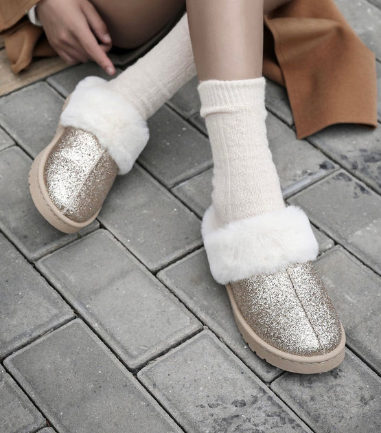 gold sparkle ugg slippers