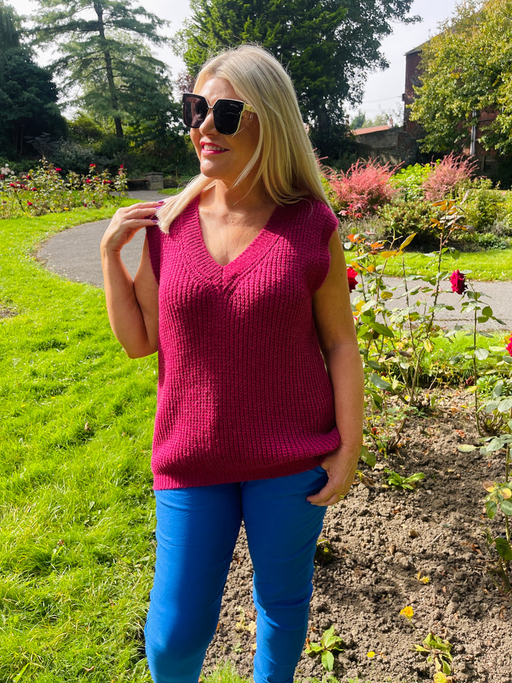 Prudence Knitted Tank - Magenta