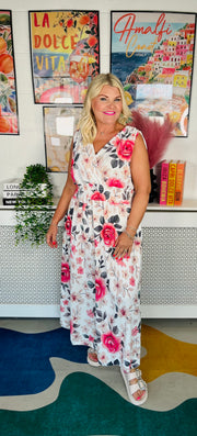 Summer Haze Floral Dress - White