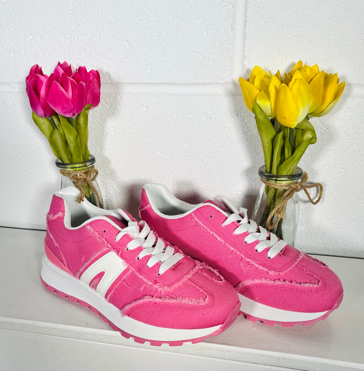 Lillemor Denim Effect Sneakers - Pink