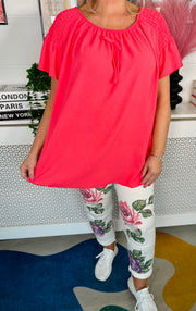 Sugar Rush Ruffle Sleeve Top - Coral