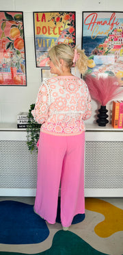 Flash Pop Crochet Cardigan - Baby Pink
