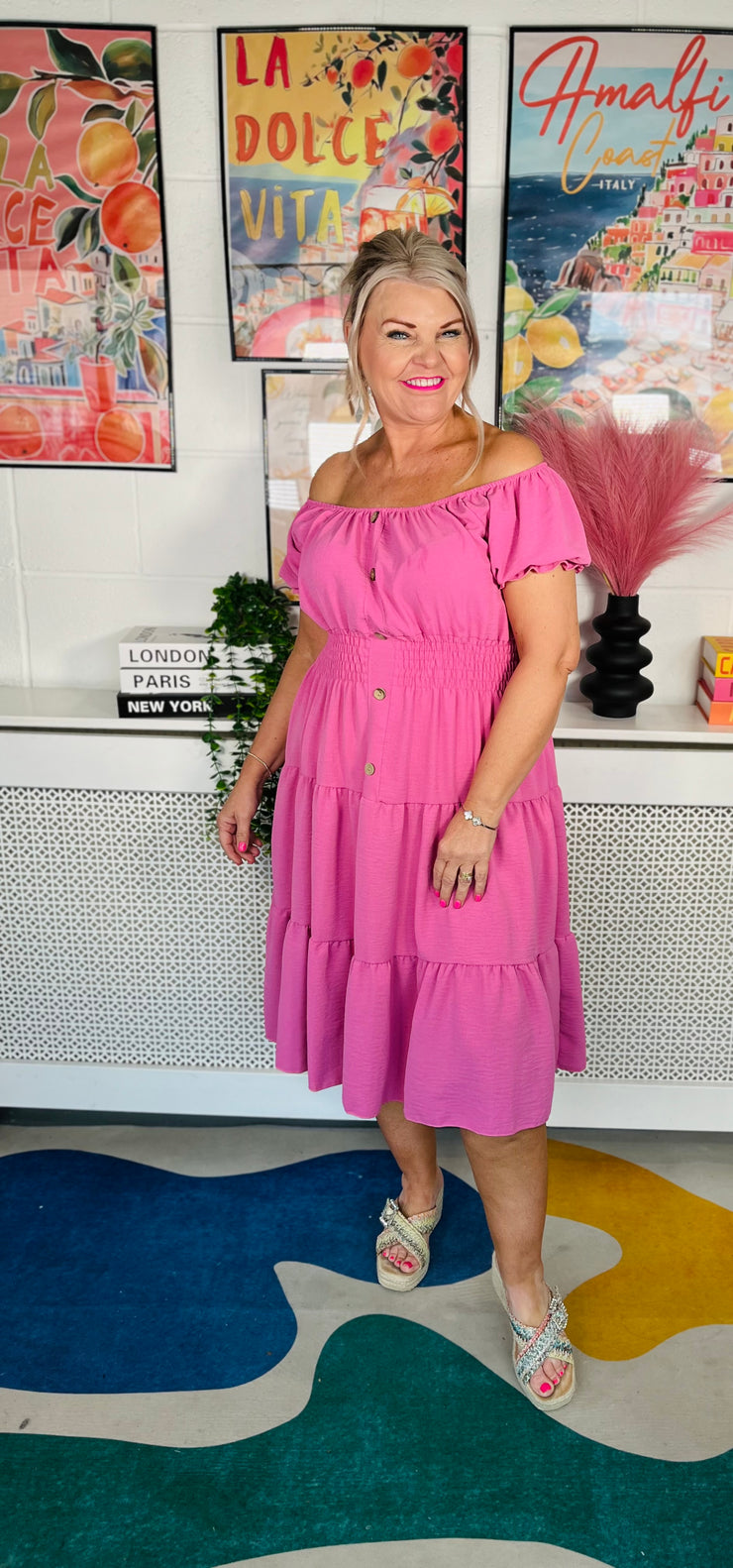 Sweet As Candy Midi Dress - Bubblegum Pink