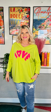 Heart And Soul Cotton Sweater - Lime Green