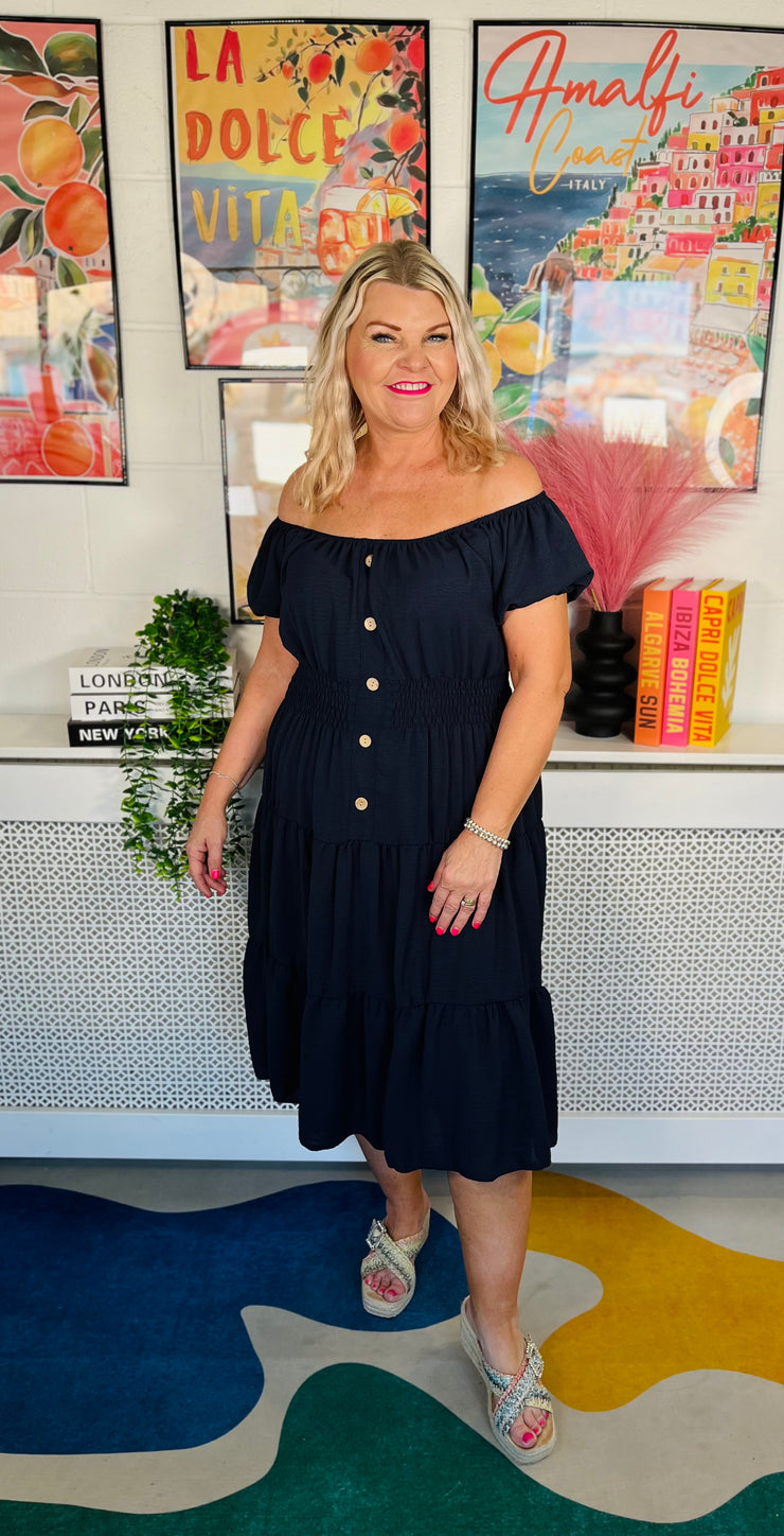 Sweet As Candy Midi Dress - Navy