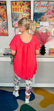 Sugar Rush Ruffle Sleeve Top - Coral