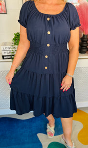 Sweet As Candy Midi Dress - Navy