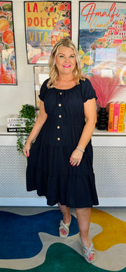 Sweet As Candy Midi Dress - Navy