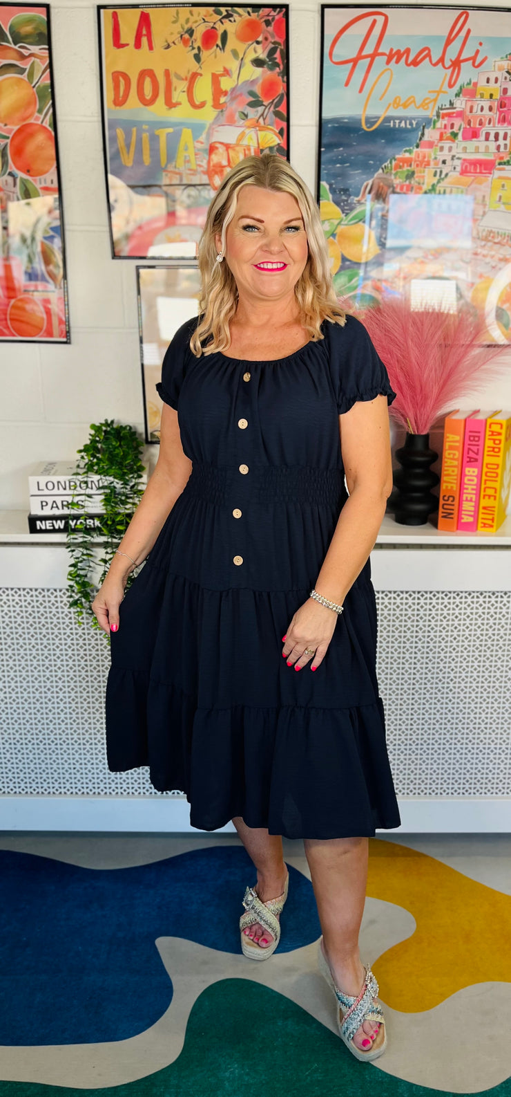 Sweet As Candy Midi Dress - Navy