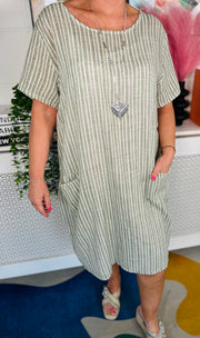 Easy Go Cotton Dress - Olive Green
