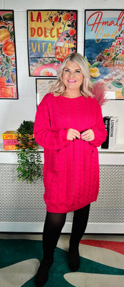 Edinburgh Knitted Dress - Lipstick Pink