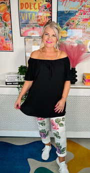 Sugar Rush Ruffle Sleeve Top - Black