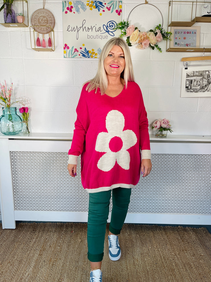 Cosy Bloom Knit - Hot Pink