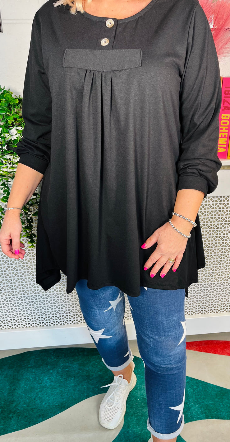 Myla Button Top - Black