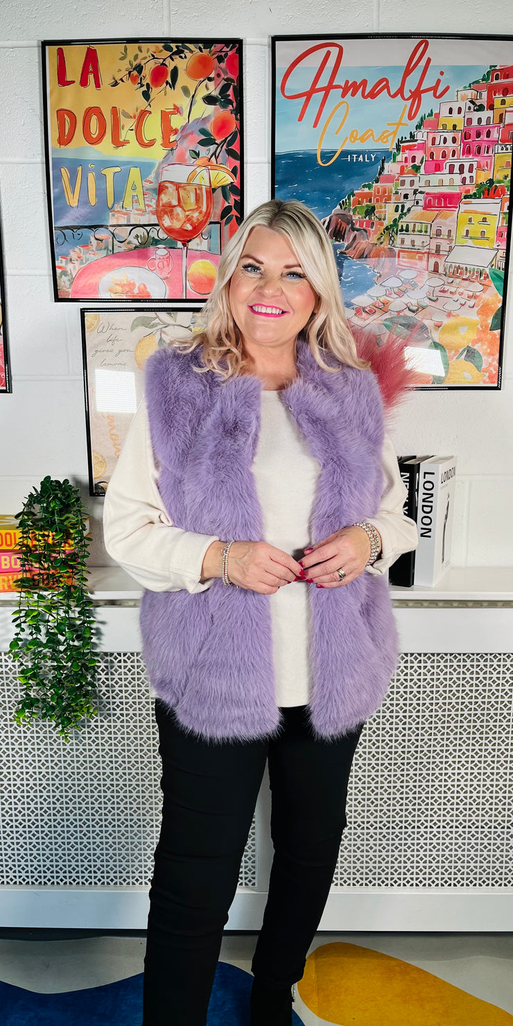 Tiffany Faux Fur Gilet - Lilac