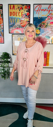 Melanie Button Top - Antique Pink