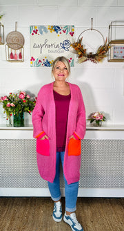 Colour Pop Knit Cardigan - Bubble Gum Pink