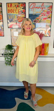 Shona Waffle Dress - Lemon