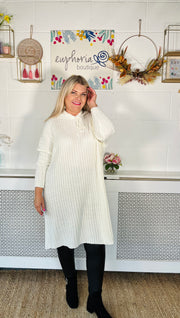 Relax And Lounge Jumper Dress - Winter White