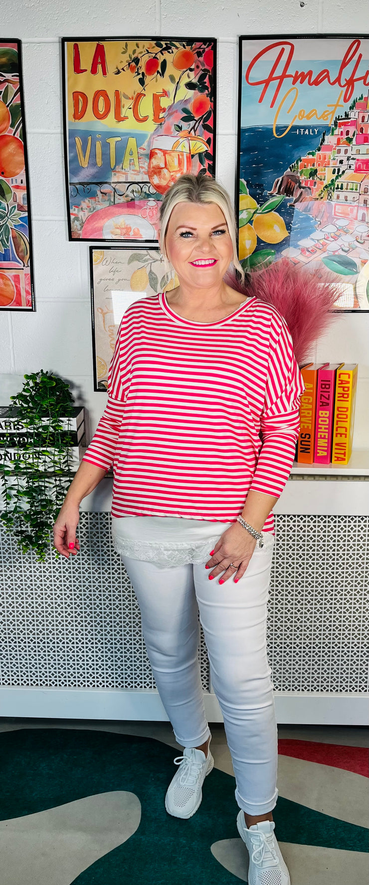 Urban Stripes Top - Hot Pink