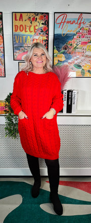 Edinburgh Knitted Dress - Red