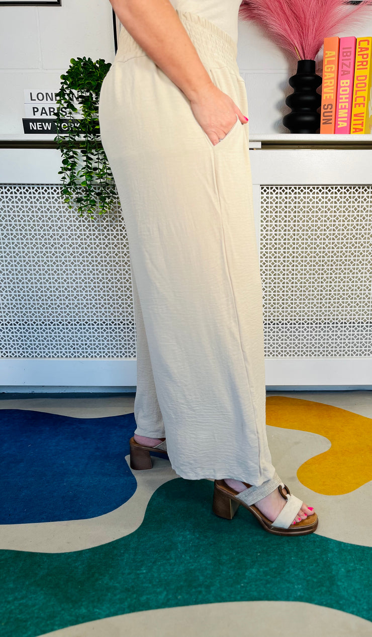 Suella Wide Leg Trousers - Natural