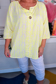 Waffle Whirl Cotton Top - Neon Yellow