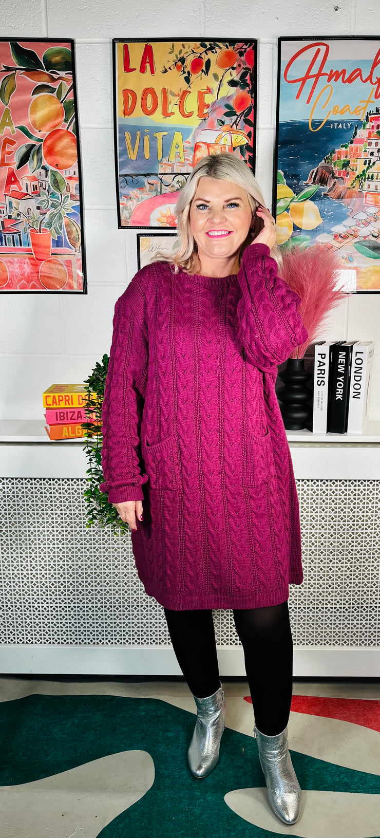 Edinburgh Knitted Dress - Plum