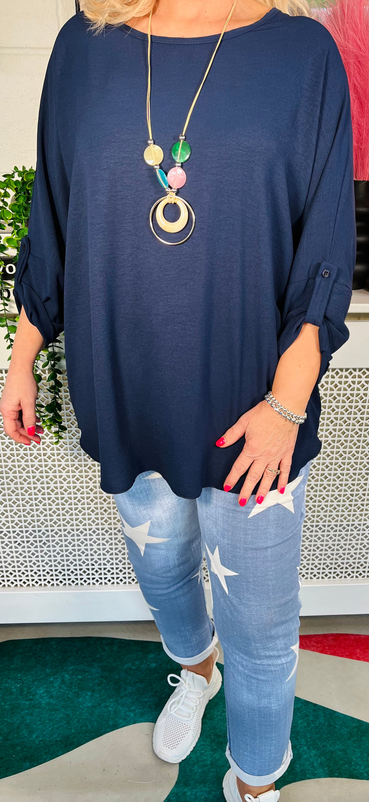 Serene Elegant Top - Navy