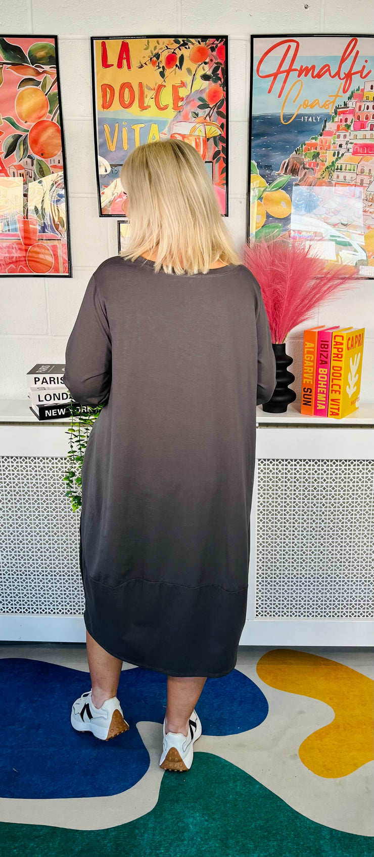 Fallow Casual Jersey Dress - Charcoal