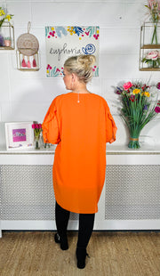 Josephine Ruffle Sleeve Top - Orange