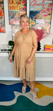 Sweet As Candy Midi Dress - Caramel