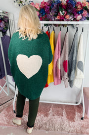 Andrea Fluffy Heart Knit - Bottle Green