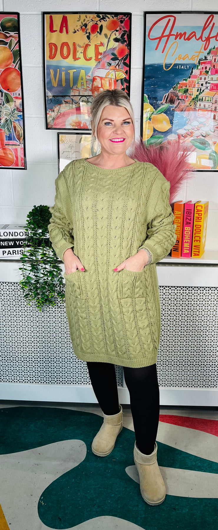 Edinburgh Knitted Dress - Sage Green