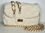 Marie Long Chain Cross Body Bag - Natural