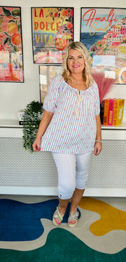Love On The Line Bardot Top - Baby Blue