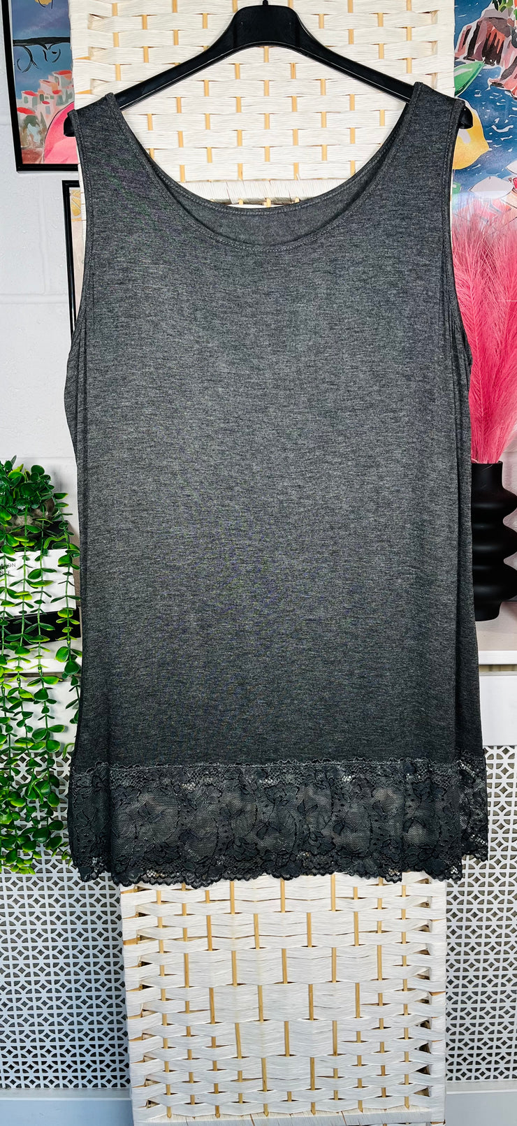 Maisie layering tunic vest with lace hem