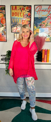 Betty Crochet Over Top - Hot Pink