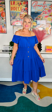 Sweet As Candy Midi Dress - Cobalt Blue