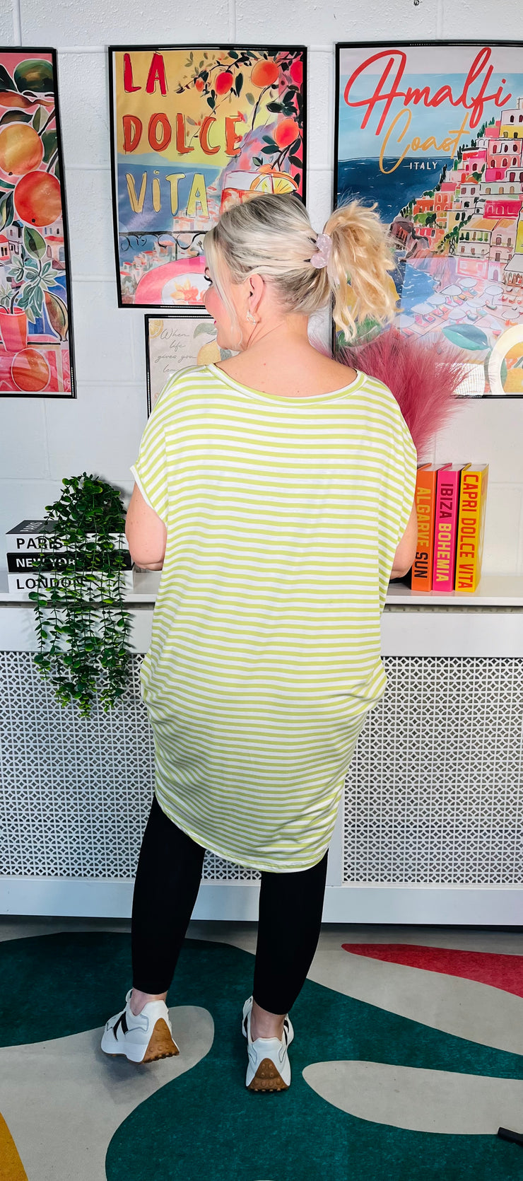 Coastal Stripes Tunic Top - Lime Green