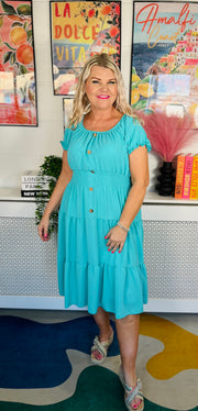 Sweet As Candy Midi Dress - Aqua