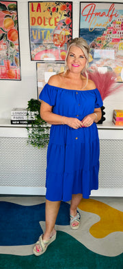 Sweet As Candy Midi Dress - Cobalt Blue